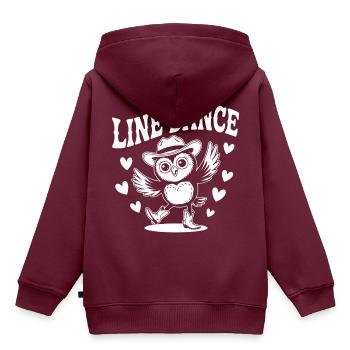 Line Dance Eule lustige Eule mit Stetson und Boots - Kinder Premium Organic Hoodie - Burgunderrot - Hinten - AI Model Kid Female (0cm)