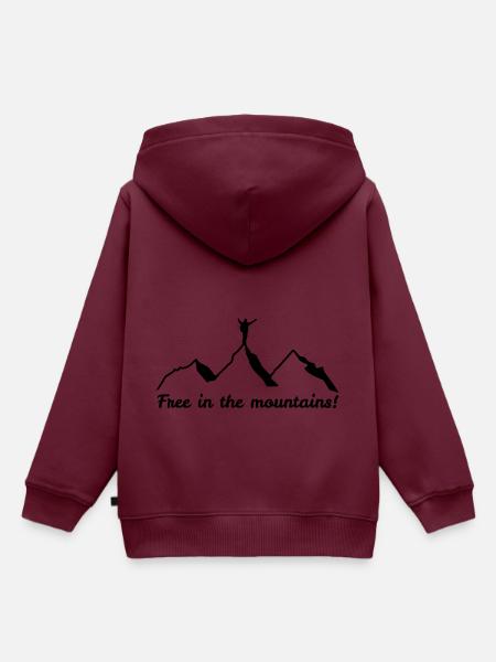 Free in the mountains - Kinder Premium Organic Hoodie - Burgunderrot