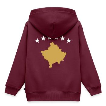 Kosovo Flagge Umriss Kosovare Stolz Balkan - Kinder Premium Organic Hoodie - Burgunderrot - Hinten - AI Model Kid Female (0cm)