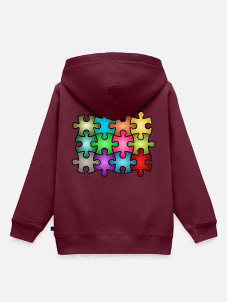 Puzzleteile - Kinder Premium Organic Hoodie - Burgunderrot