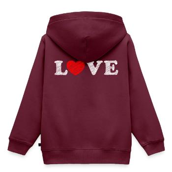 Love Herz Scribble - Kinder Premium Organic Hoodie - Burgunderrot - Hinten - AI Model Kid Female (0cm)
