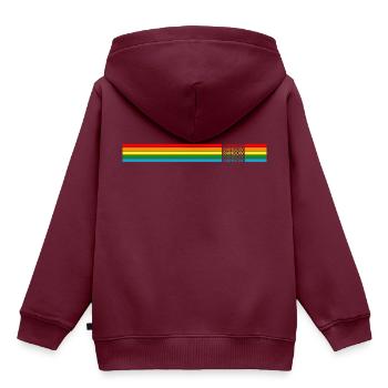 Rainbow Regenbogen - Kinder Premium Organic Hoodie - Burgunderrot - Hinten - AI Model Kid Female (0cm)