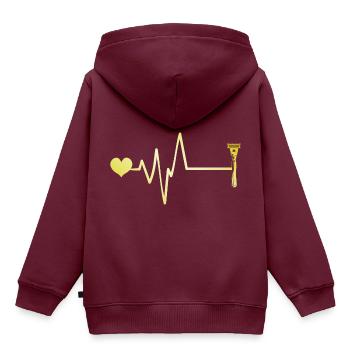 Rasierklinge Puls Herz Liebe - Kinder Premium Organic Hoodie - Burgunderrot - Hinten - AI Model Kid Female (0cm)