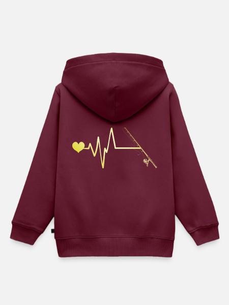 Angelrute Herzschlag - Kinder Premium Organic Hoodie - Burgunderrot
