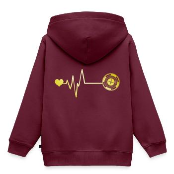 Roulette Puls Herz - Kinder Premium Organic Hoodie - Burgunderrot - Hinten - AI Model Kid Female (0cm)