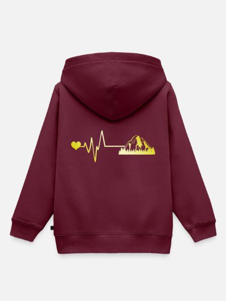 Berge Puls Herz - Kinder Premium Organic Hoodie - Burgunderrot