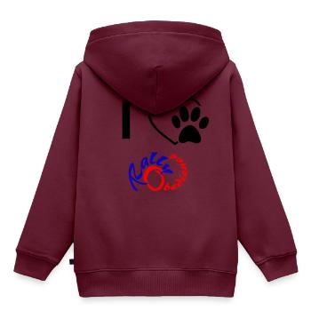 Ich liebe Rallye Obedience - Kinder Premium Organic Hoodie - Burgunderrot - Hinten - AI Model Kid Female (0cm)