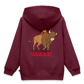 Yakari auf Bison - Kinder Premium Organic Hoodie - Burgunderrot - Hinten - AI Model Kid Female (0cm)