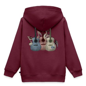 Gitarre Gitarren - Kinder Premium Organic Hoodie - Burgunderrot - Hinten - AI Model Kid Female (0cm)