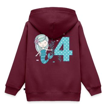 4. Geburtstag - niedliche Meerjungfrau Geschenk - Kinder Premium Organic Hoodie - Burgunderrot - Hinten - AI Model Kid Female (0cm)