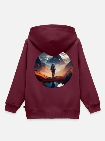 Wandern in den Bergen - Kinder Premium Organic Hoodie - Burgunderrot