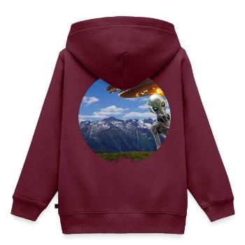 Ist das ein Beweis zu Ufos und Alien? - Kinder Premium Organic Hoodie - Burgunderrot - Hinten - AI Model Kid Female (0cm)