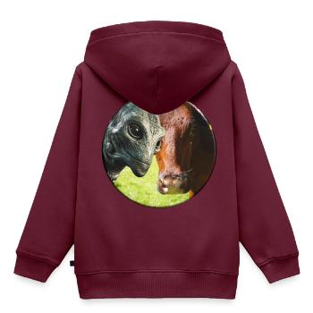 Der Beweis? - Alien in die Kamerafalle getappt! - Kinder Premium Organic Hoodie - Burgunderrot - Hinten - AI Model Kid Female (0cm)