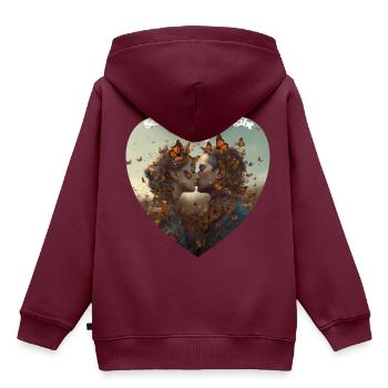 Schmetterlinge im Bauch - Kinder Premium Organic Hoodie - Burgunderrot - Hinten - AI Model Kid Female (0cm)