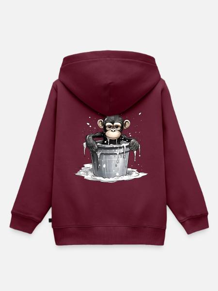 Affe sucht Abkühlung - Kinder Premium Organic Hoodie - Burgunderrot