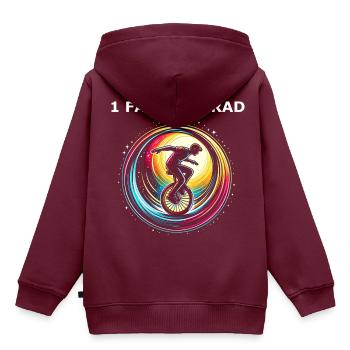 Einrad - Kinder Premium Organic Hoodie - Burgunderrot - Hinten - AI Model Kid Female (0cm)