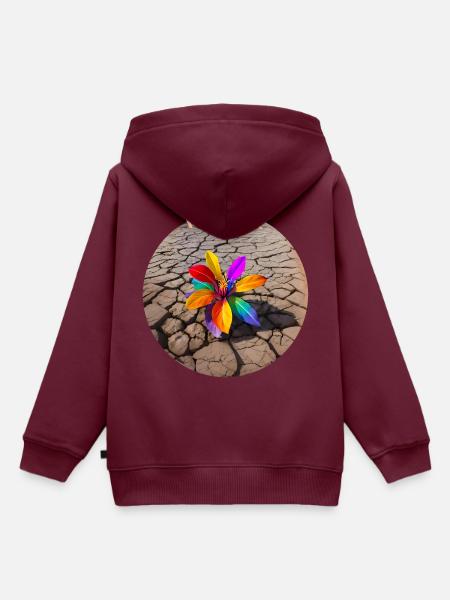 Regenbogenblume der Hoffnung - Kinder Premium Organic Hoodie - Burgunderrot