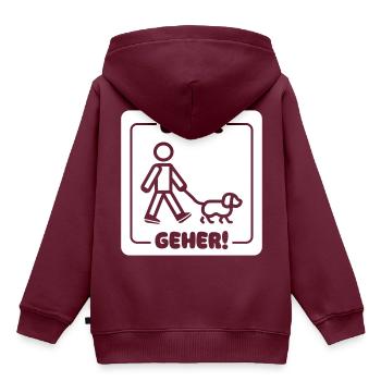 Gassi Gehen Hund - Kinder Premium Organic Hoodie - Burgunderrot - Hinten - AI Model Kid Female (0cm)