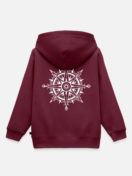 Compass Symbol - Kinder Premium Organic Hoodie - Burgunderrot