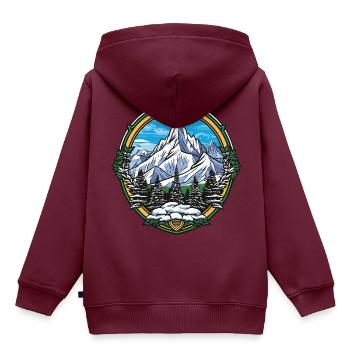 Eisberge Bergsteigen Schild - Kinder Premium Organic Hoodie - Burgunderrot - Hinten - AI Model Kid Female (0cm)