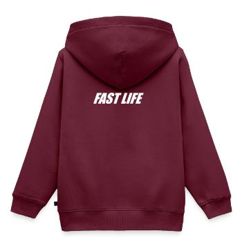 FAST LIFE - Kinder Premium Organic Hoodie - Burgunderrot - Hinten - AI Model Kid Female (0cm)