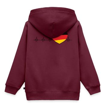 Deutschland Flagge Herzschlag - Kinder Premium Organic Hoodie - Burgunderrot - Hinten - AI Model Kid Female (0cm)