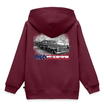 oldschool us car - Kinder Premium Organic Hoodie - Burgunderrot - Hinten - AI Model Kid Female (0cm)
