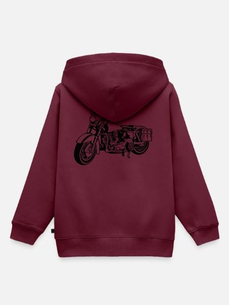 Chopper Motorrad 10_schwarz - Kinder Premium Organic Hoodie - Burgunderrot