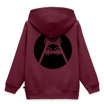 Ruhrpott Zeche Förderturm (b) - Kinder Premium Organic Hoodie - Burgunderrot - Hinten - AI Model Kid Female (0cm)