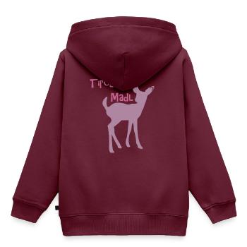 Tiroler Madl - Kinder Premium Organic Hoodie - Burgunderrot - Hinten - AI Model Kid Female (0cm)