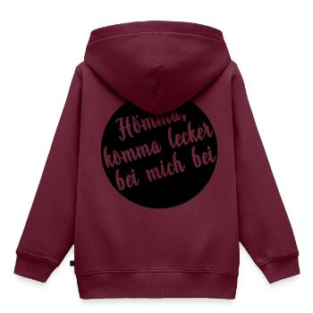 Hömma komma lecker bei mich bei (b) - Kinder Premium Organic Hoodie - Burgunderrot - Hinten - AI Model Kid Female (0cm)