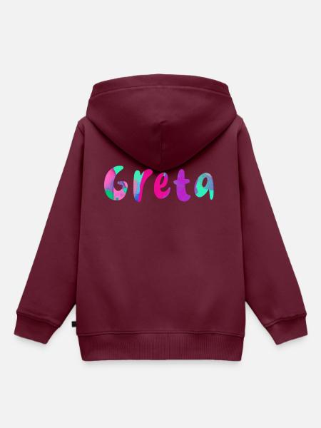 greta bunt, malerei - Kinder Premium Organic Hoodie - Burgunderrot