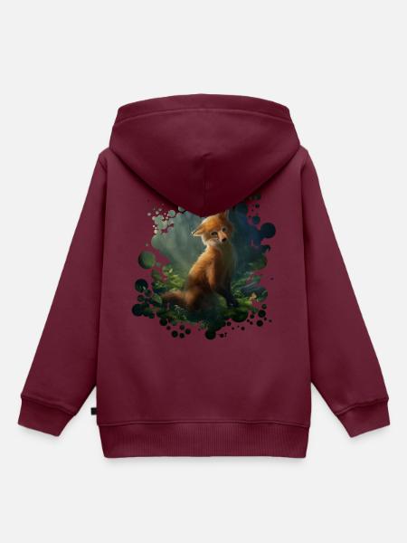 Kleiner Fuchs (Fox) - Kinder Premium Organic Hoodie - Burgunderrot