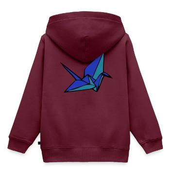 Origami - Kinder Premium Organic Hoodie - Burgunderrot - Hinten - AI Model Kid Female (0cm)