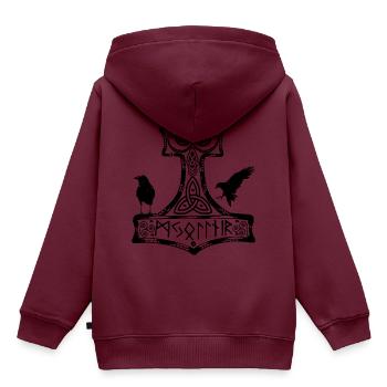hammer thor Raben - Kinder Premium Organic Hoodie - Burgunderrot - Hinten - AI Model Kid Female (0cm)