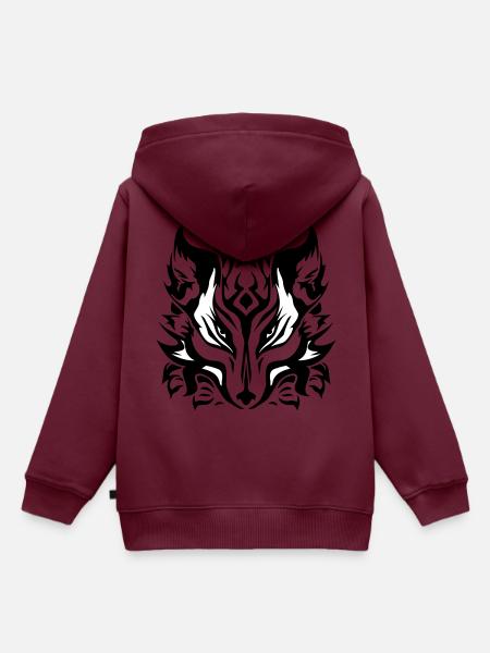 Wolf / Fox Face - Kinder Premium Organic Hoodie - Burgunderrot