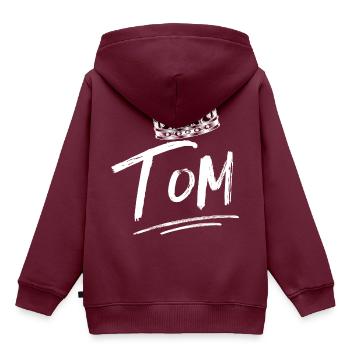 Tom - Kinder Premium Organic Hoodie - Burgunderrot - Hinten - AI Model Kid Female (0cm)