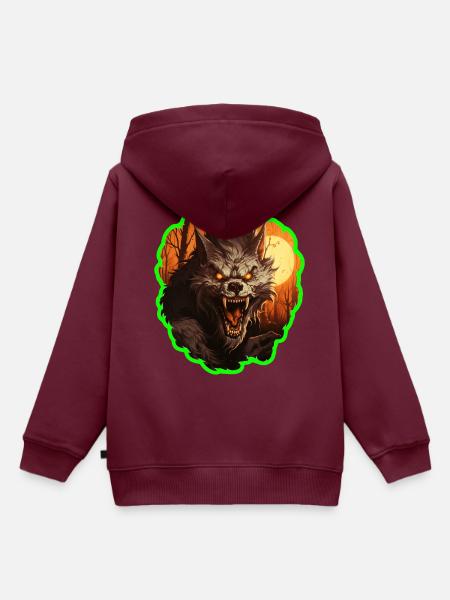 Halloween Werwolf - Kinder Premium Organic Hoodie - Burgunderrot
