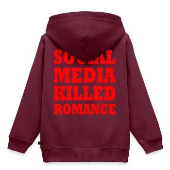 social media killed romance - Kinder Premium Organic Hoodie - Burgunderrot - Hinten - AI Model Kid Female (0cm)