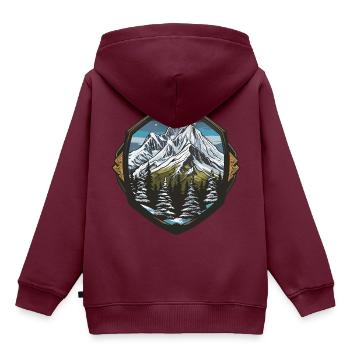 Alpen Eisberge Berg - Kinder Premium Organic Hoodie - Burgunderrot - Hinten - AI Model Kid Female (0cm)