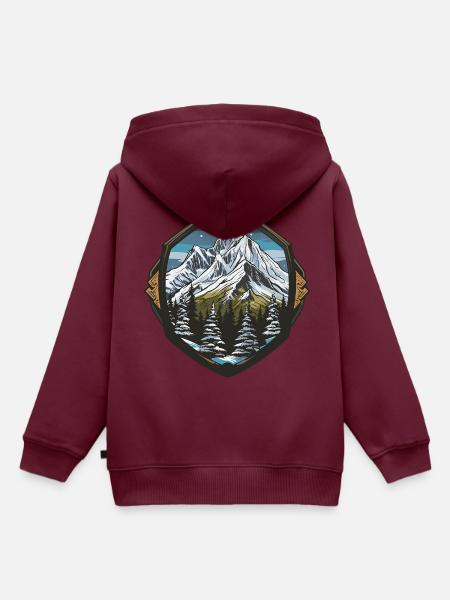 Alpen Eisberge Berg - Kinder Premium Organic Hoodie - Burgunderrot