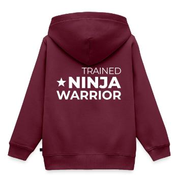 Trained Ninja Warrior - Kinder Premium Organic Hoodie - Burgunderrot - Hinten - AI Model Kid Female (0cm)