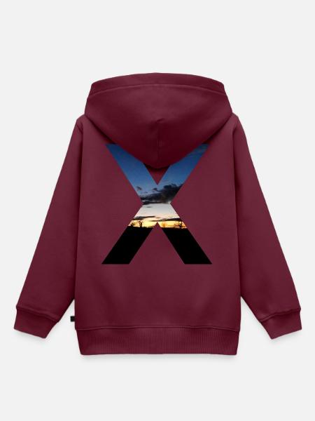 X - Kinder Premium Organic Hoodie - Burgunderrot