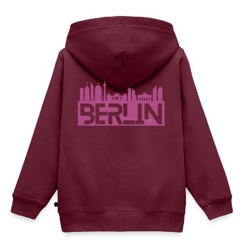 Berlin CIty - Kinder Premium Organic Hoodie - Burgunderrot - Hinten - AI Model Kid Female (0cm)