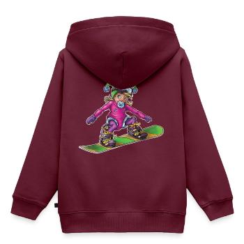 Kleiner Baby Snowboarder 1 - Kinder Premium Organic Hoodie - Burgunderrot - Hinten - AI Model Kid Female (0cm)