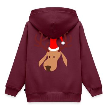 Rudolf Rentier - Kinder Premium Organic Hoodie - Burgunderrot - Hinten - AI Model Kid Female (0cm)