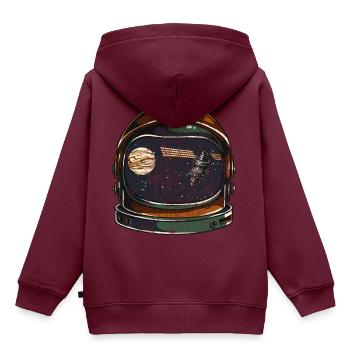 SATELLIT AUSTRONAUT - Kosmonauten Shirt Geschenk - Kinder Premium Organic Hoodie - Burgunderrot - Hinten - AI Model Kid Female (0cm)
