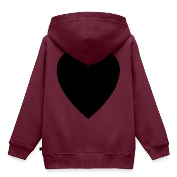 Herz schwarz - Kinder Premium Organic Hoodie - Burgunderrot - Hinten - AI Model Kid Female (0cm)