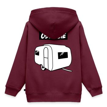 Ostalgie QEK Junior - Kinder Premium Organic Hoodie - Burgunderrot - Hinten - AI Model Kid Female (0cm)