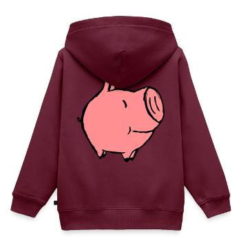 kleines Schweinchen - Kinder Premium Organic Hoodie - Burgunderrot - Hinten - AI Model Kid Female (0cm)